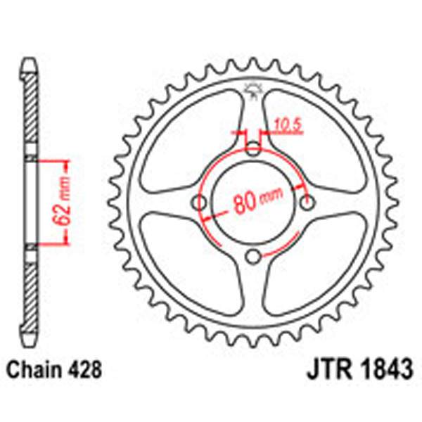 JT JT Rear Sprockets R/W 1843-54 YAM